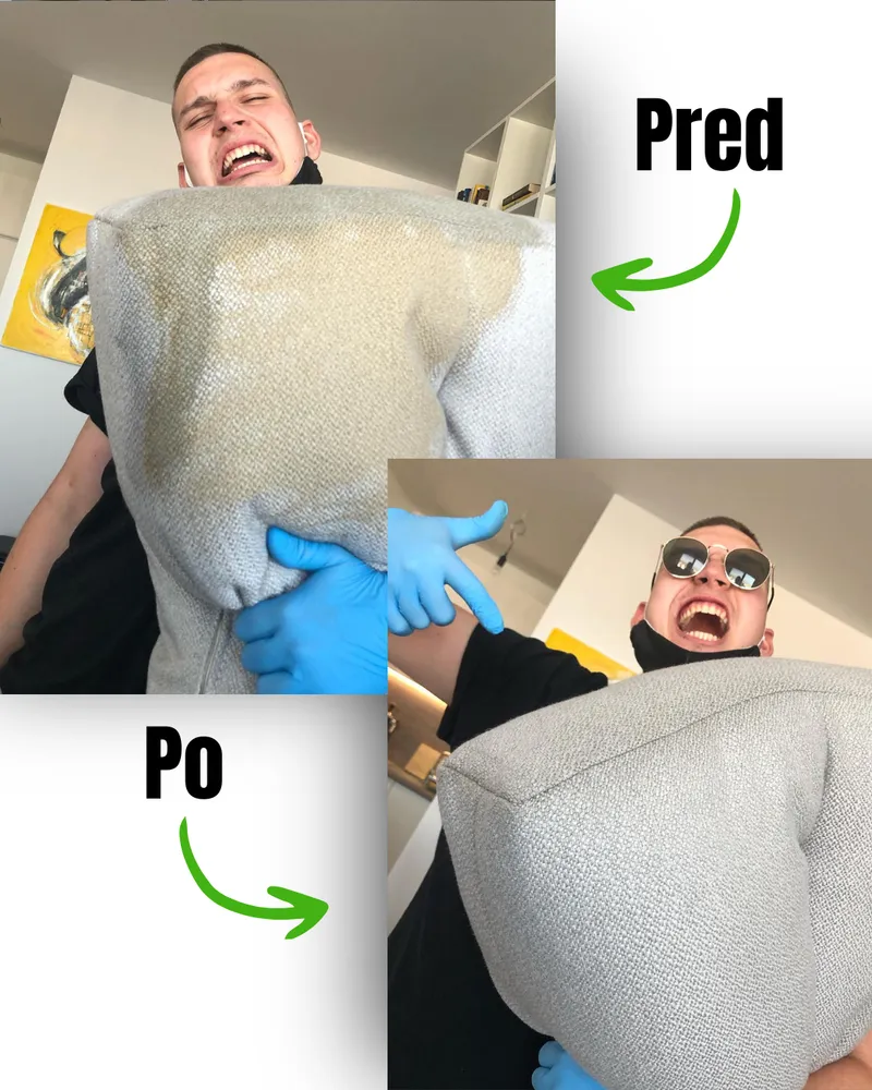 Pred a po čistení sedačky 10