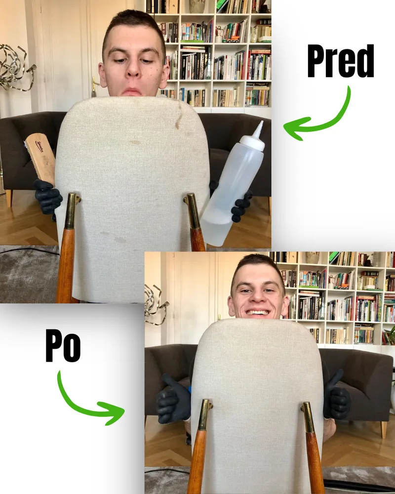 Pred a po čistení sedačky 12
