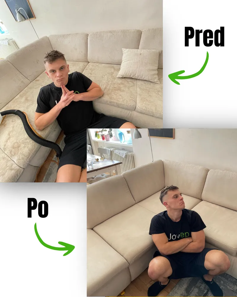 Pred a po čistení sedačky 2